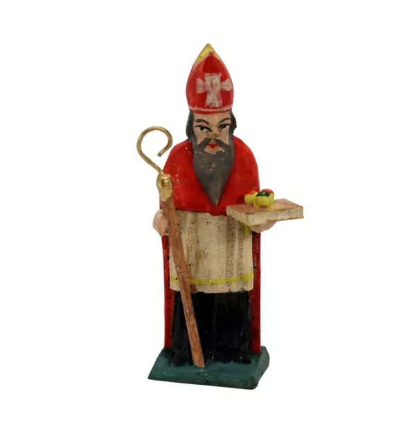 Grulicher Krippenfigur,  Bischof mit Buch / Nikolaus > 7 cm <   (# 15070)