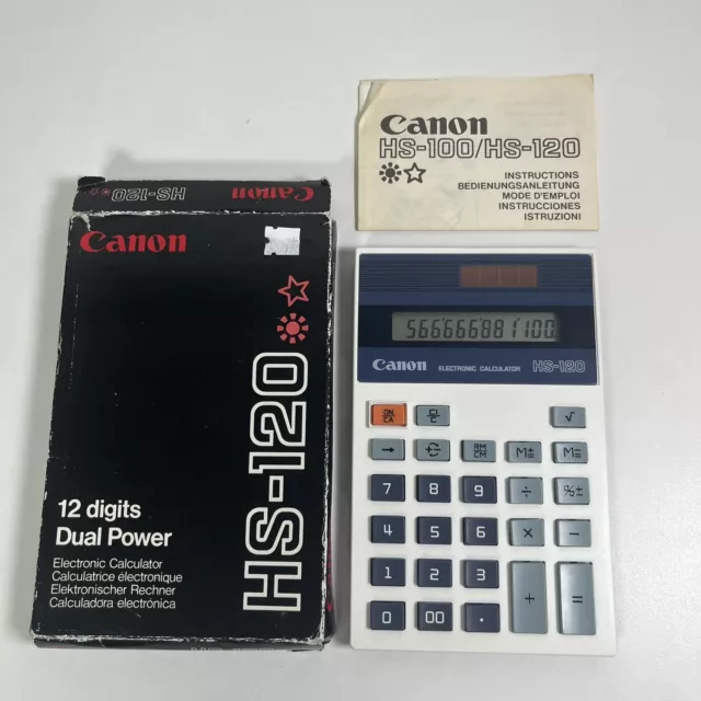 Vintage Canon hs-120 Calculator 12 Digits Dual Power New In Box Working