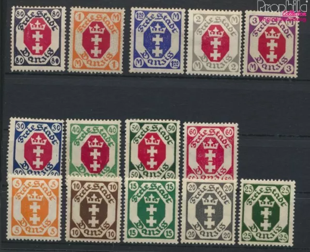 Briefmarken Danzig 1921 Mi 73-86 mit Falz Flaggen und Wappen (9975650