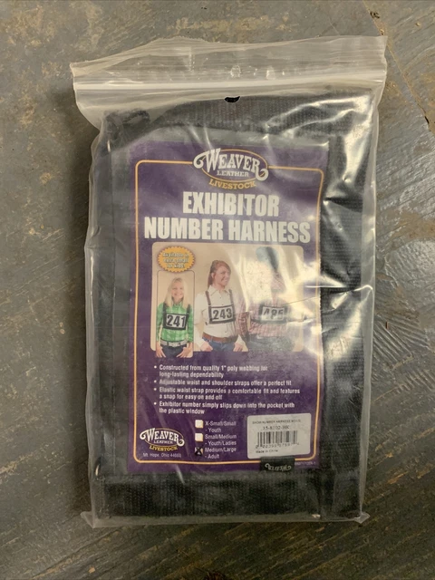 Weaver Leather Livestock Exhibitor Number Harness , Black , Medium/Large - Adult