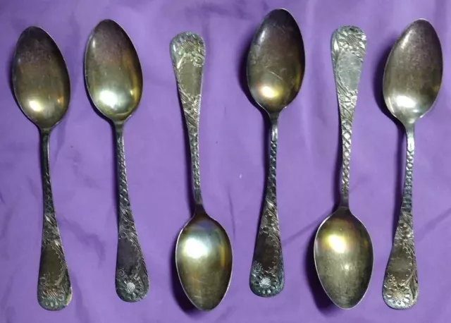 Set of 6 STERLING SILVER Spoons See Photo for Marking 82 grams total