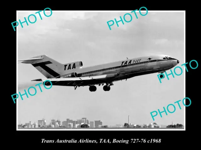 Old Historic Aviation Photo Of Taa Trans Australia Airlines Boeing 727 1968