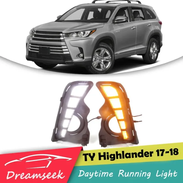 LED DRL Lumière pour Toyota Highlander 2017 2018 Diurne Feux Jour Clignotant