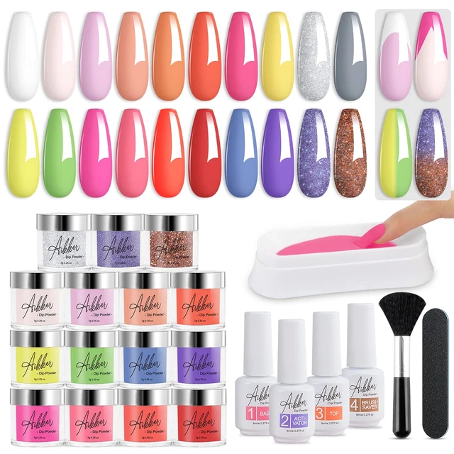 27 piezas Kit de uñas en polvo de inmersión en seco rápido inicio 20 colores Kit en polvo de inmersión en uñas