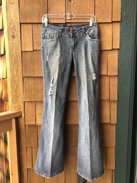 Hydraulic Curvy LOLA Fit Size 9/10 Black Gray Wash Slight Distress Jeans Flares