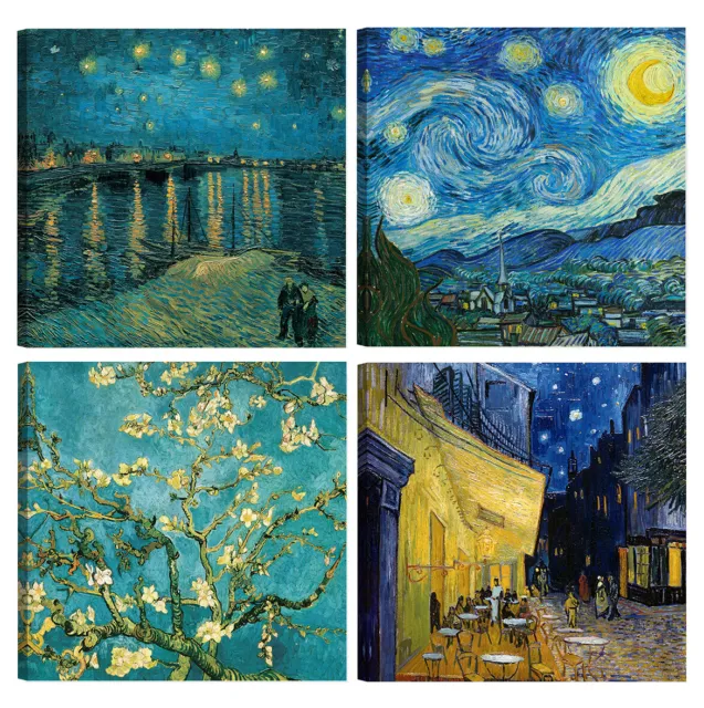 QUADRI MODERNI VAN Gogh 4 pz 30x30 CM Stampa su Tela Canvas Arredamento EUR  29,90 - PicClick IT