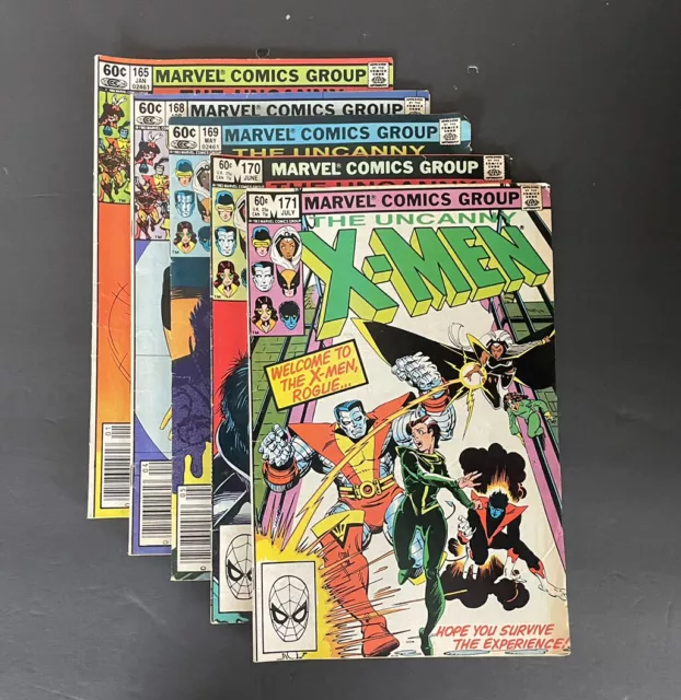 Marvel Comics THE UNCANNY X-MEN vintage comic book lot issues #165,168-171