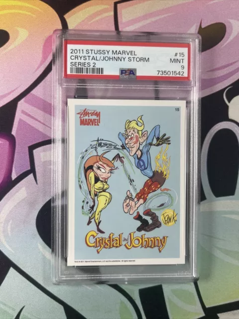 2011 Stussy x Marvel #15 Series 2 Crystal and Johnny Storm  PSA 9