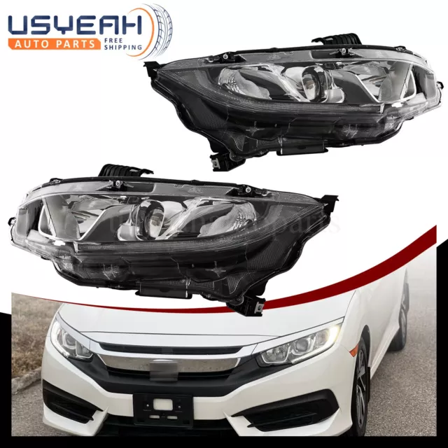 Fit For Honda Civic 2016-2021 Pair Halogen Headlights Headlamps LEFT&RIGHT