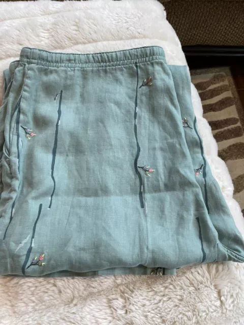WILDROOT GREENISH FLORAL Linen Pants Small $22.99 - PicClick