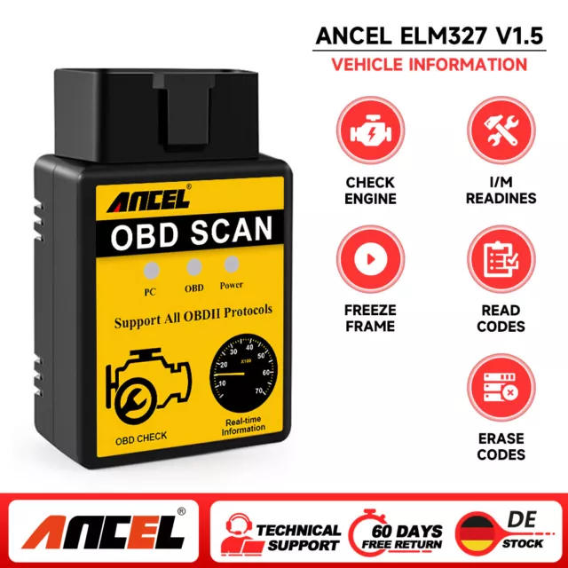 ANCEL ELM327 Bluetooth Auto Scanner Profi OBD2 Diagnosegerät Motor überprüfen