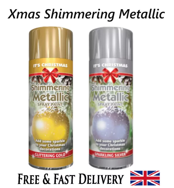 GLITTER SPRAY PAINT - SILVER AND GOLD SPARKLE SHIMMERING PAINT SPRAY  BRUSHABLE