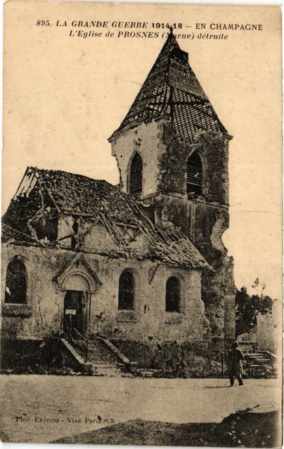 CPA MILITAIRE La Grande Guerre, En Champagne, L'Eglise de Prosnes (315563)