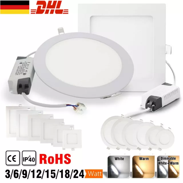 LED Panel Einbau Leuchte Deckenleuchte Unterputz Ultraslim 3W/6W/9W/15W/18W/24W