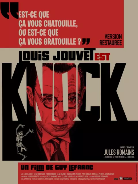 Affiche Pliée 40x60cm KNOCK (1951) Guy Lefranc - Louis Jouvet R2017 NEUVE