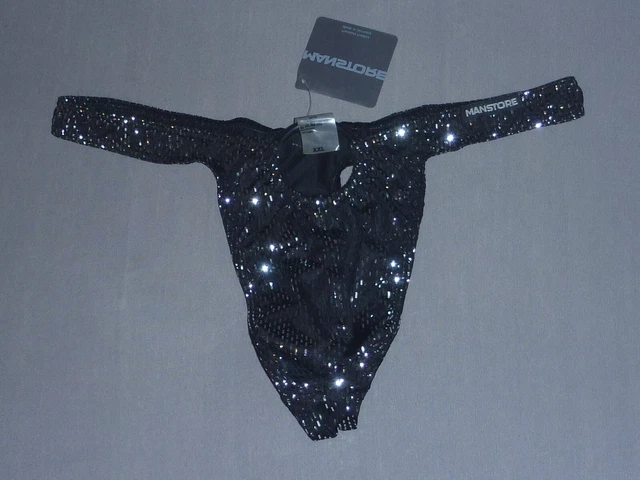 MANSTORE STRING TANGA Farbe Schwarz + Glitzer Gr. XXL Unterwäsche ...
