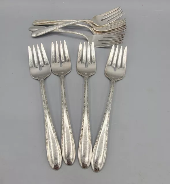 Lot of 4 Vintage Gorham Silver  INVITATION  Silverplate 6.5" Salad  Forks 1940