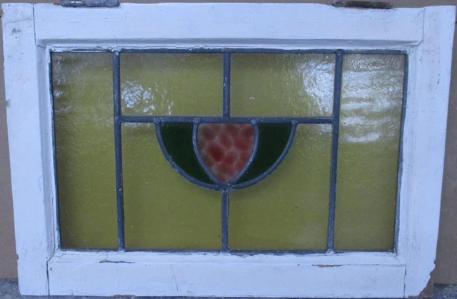 OLD ENGLISH LEADED STAINED GLASS WINDOW Simple Abstract 20.25" x 13.75"