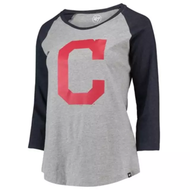 Cleveland Indians MLB T-Shirt (Größe XL) Damen Baseball Raglan Logo Top - Neu