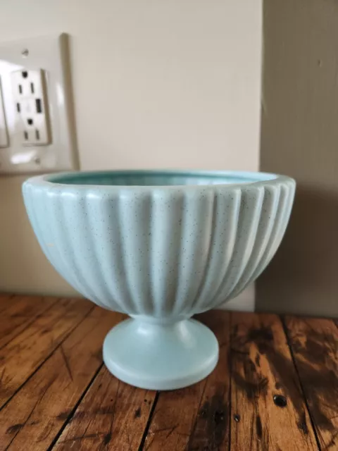 Vintage MCM Haeger Blue Speckled 5" Pedestal Bowl Planter Vase