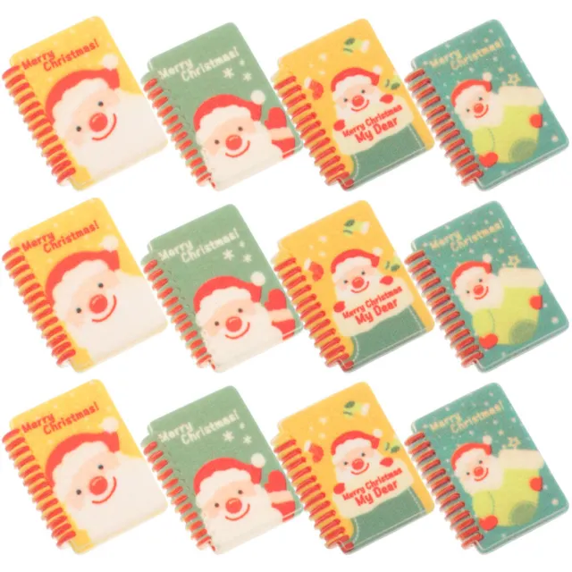 12 Pcs Mini Notebook Resin Miniature Christmas Ornaments Dollhouse Notepads
