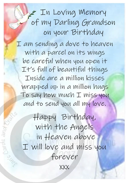 CHILD LOSS GRAVE Card, Heavenly Birthday, Grandson Birthday grave card ...