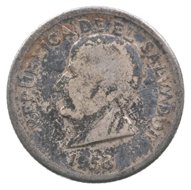 Roughly the Size of a Dime 1953 El Salvador 25 Centavos World Silver Coin *504