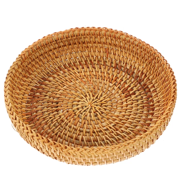 Cesto Di Frutta In Rattan Naturale Intrecciato A Mano – Portapane Decorativo Per Cucina E Sala Da Pranzo (Onda, Piccolo 20 Cm)