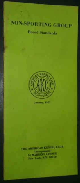 AKC American Kennel Club Booklet Non-Sporting Group Breed Standards Jan 1977