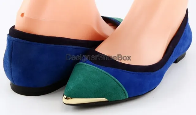 $150 New BOUTIQUE 9 NEEKKO Blue Multi Suede Designer Pointed Ballet Flats 7.5