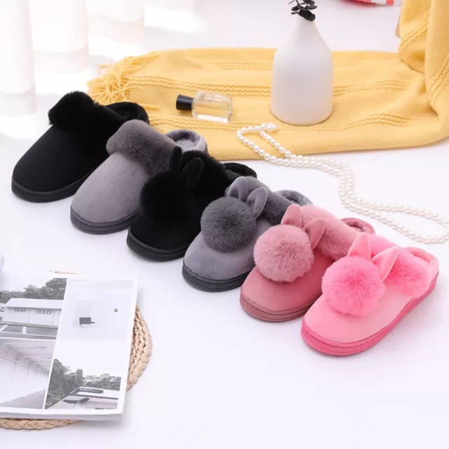 Lapin Peluche Lapin Pantoufles à fourrure Ménage Peluche Chaussures  Femmes