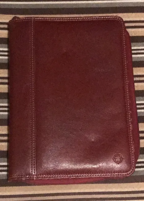 Franklin Covey Planner Classic Size Maroon Leather Zipper Agenda 10” X 7”1/2