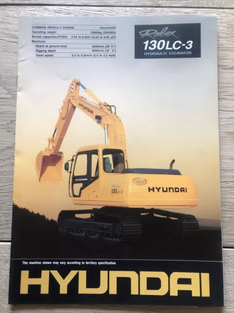 HYUNDAI "Robex 130LC-3" Hydraulic Crawler Excavator Brochure Leaflet August 1995