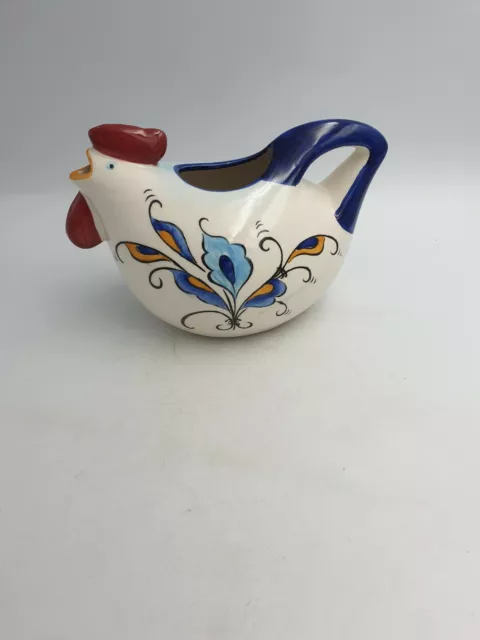 Pichet De Poterie Art Céramique Bleu Pichet Peint À La Main Motif Rustique Floral 3