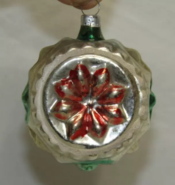 West German Antique Bumpy Glass Double Sided Star Christmas Ornament 1950's