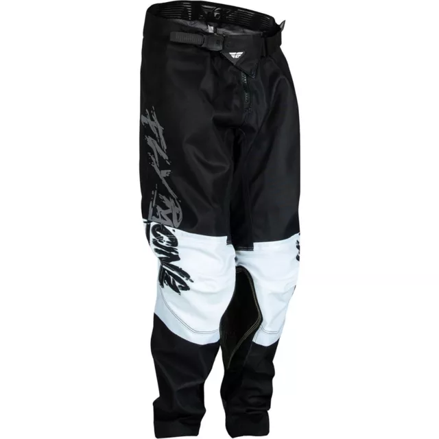 FLY Kinetic Khaos Kids Motocross Pants Grey Black White Enduro Crosspants Quad