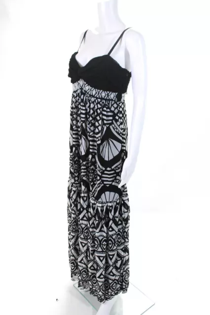 ECI New York Womens Abstract Print Beaded Sleeveless Maxi Dress Black Szie 6 2