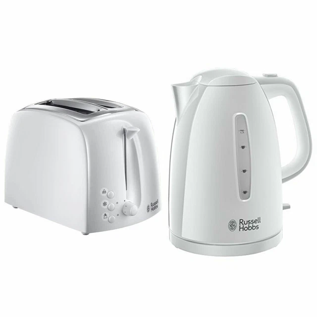 RUSSELL HOBBS TEXTURES Electric 1.7L Jug Kettle and 2 Slice Toaster Set White £45.89 PicClick UK