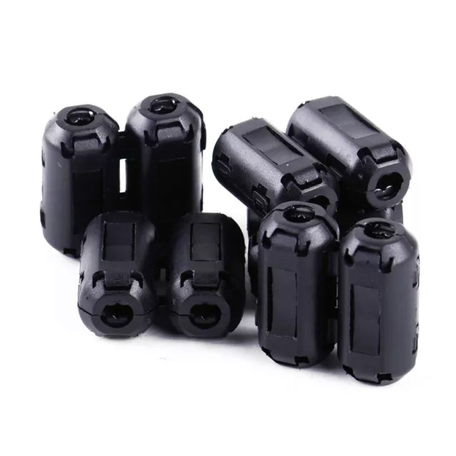 10Pcs 5mm Clip-on Noise Ferrite Core Ring Bead Filter RFI EMI Cable Clip Black