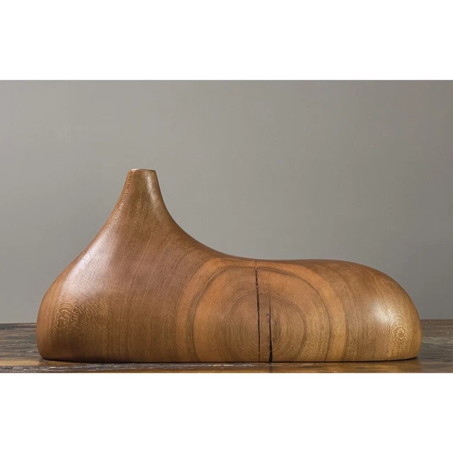 Biomorphic Studio Craft Hand Carved Cherry Wood Vessel