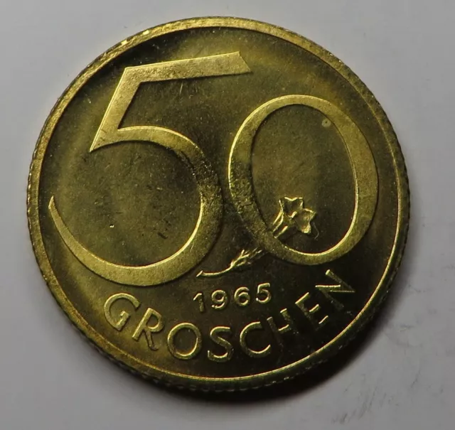 Austria 50 Groschen 1965 Aluminum-Bronze KM#2885 Proof