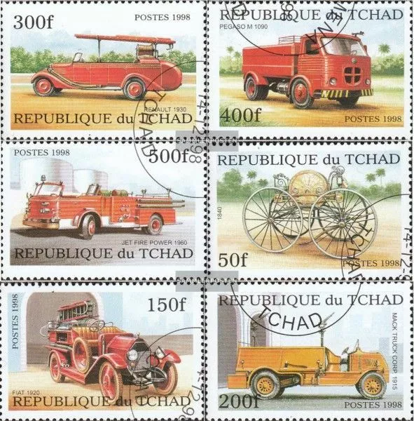 Tschad 1863A-1868A (kompl.Ausg.) gestempelt 1998 Historische Feuerwehrfahrzeuge