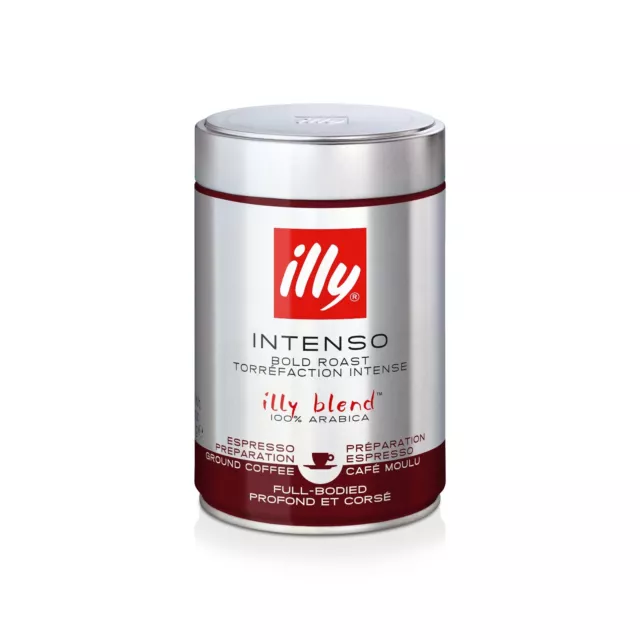 illy Espresso Intenso Dunkle Röstung - 250g Kaffee gemahlen, 100% Arabica