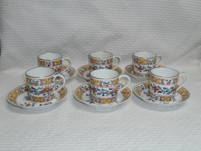 6 Tasses A Cafe  Forme Litron En Porcelaine  Decor Chinois