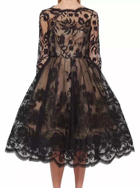 ONE of a KIND MAGNIFICENT 2die4 Oscar De La Renta BLACK lace scalloped dress