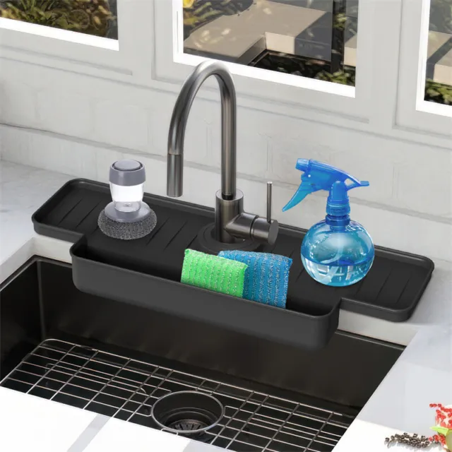Silicone Kitchen Sink Splash Guard, 15.9x5.6x2 Inch Faucet Mat For Kitchen S-wa