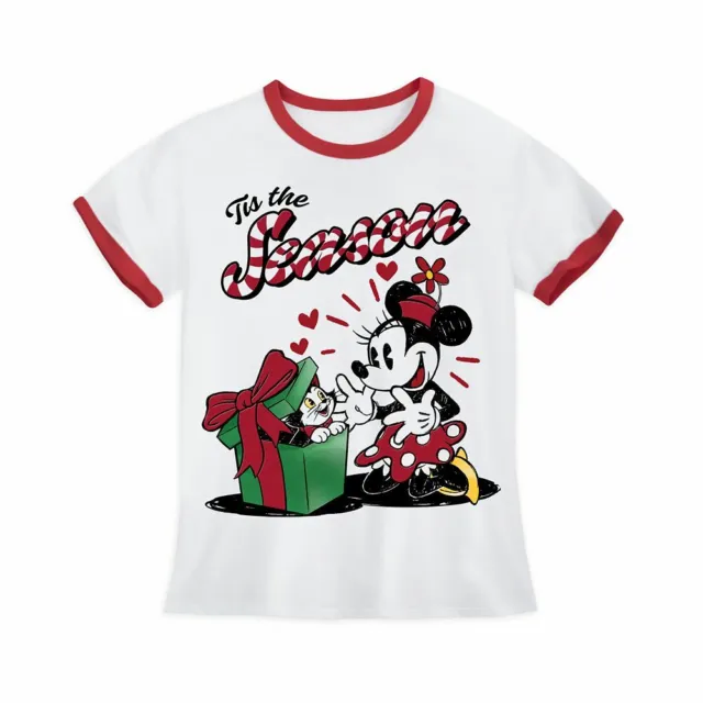 Disney Authentic Minnie & Figaro Cat Holiday Girls T Shirt Tee Size 2/3 4 5/6