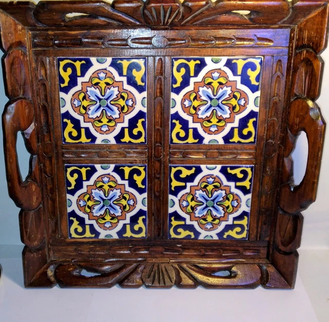 Talavera Serving Tray with Talavera Tiles. 15x15