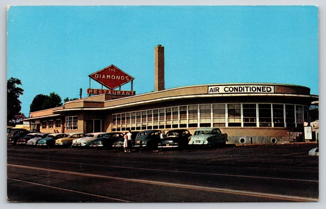 Roadside~Diners~Diamonds Restaurant Gas Station & Motel~Villa Ridge MO~Vtg PC
