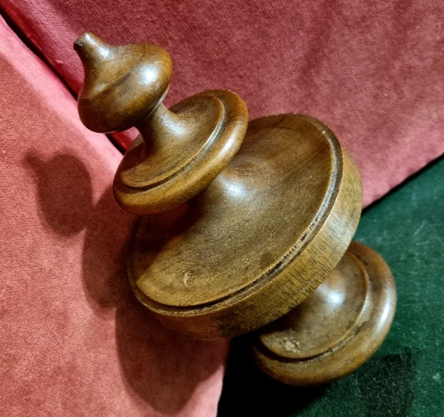 Victorian wood turned newel post finial Antique french architectural salvage 6"